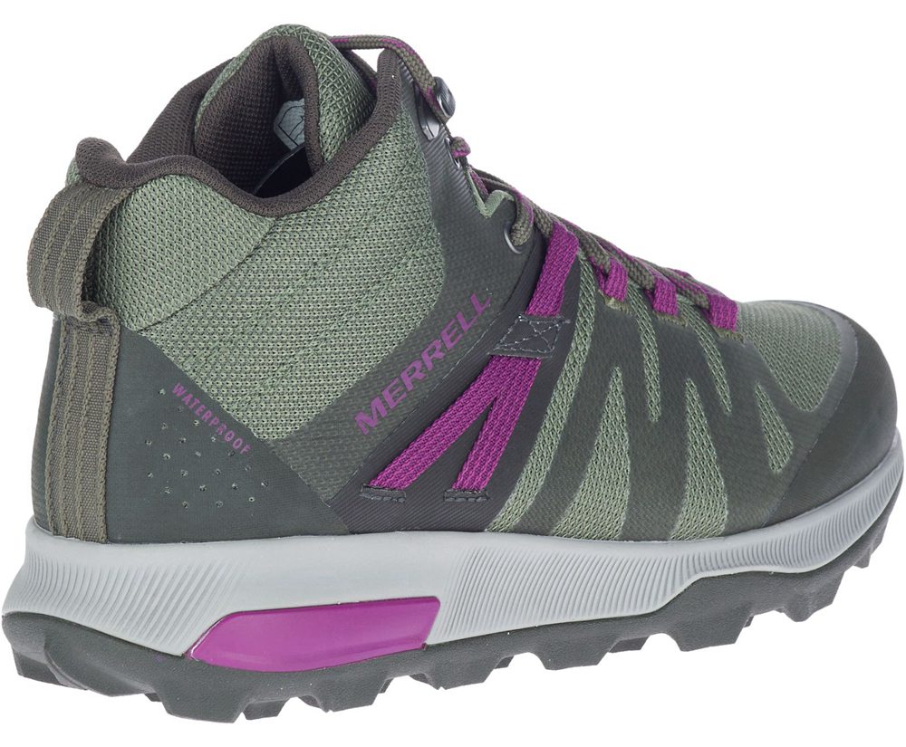 Kozaki Merrell Damskie Oliwkowe - Zion Fst Mid Waterproof - 163245-KUM